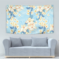 Hawaii Hibiscus Plumeria Blue Tapestry Polynesian Pattern LT01 - Polynesian Pride