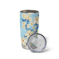 Hawaii Hibiscus Plumeria Blue Tumbler Cup Polynesian Pattern