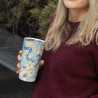 Hawaii Hibiscus Plumeria Blue Tumbler Cup Polynesian Pattern