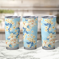 Hawaii Hibiscus Plumeria Blue Tumbler Cup Polynesian Pattern