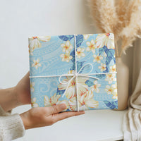 Hawaii Hibiscus Plumeria Blue Wrapping Paper Polynesian Pattern