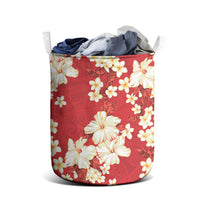 Hawaii Hibiscus Plumeria Red Laundry Basket Polynesian Pattern