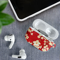 Hawaii Hibiscus Plumeria Red AirPods Case Polynesian Pattern