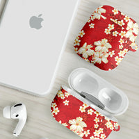 Hawaii Hibiscus Plumeria Red AirPods Case Polynesian Pattern