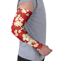 Hawaii Hibiscus Plumeria Red Arm Sleeves Polynesian Pattern