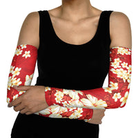 Hawaii Hibiscus Plumeria Red Arm Sleeves Polynesian Pattern
