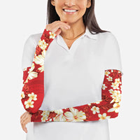 Hawaii Hibiscus Plumeria Red Arm Sleeves Polynesian Pattern
