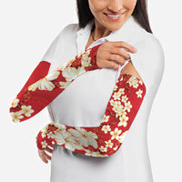 Hawaii Hibiscus Plumeria Red Arm Sleeves Polynesian Pattern