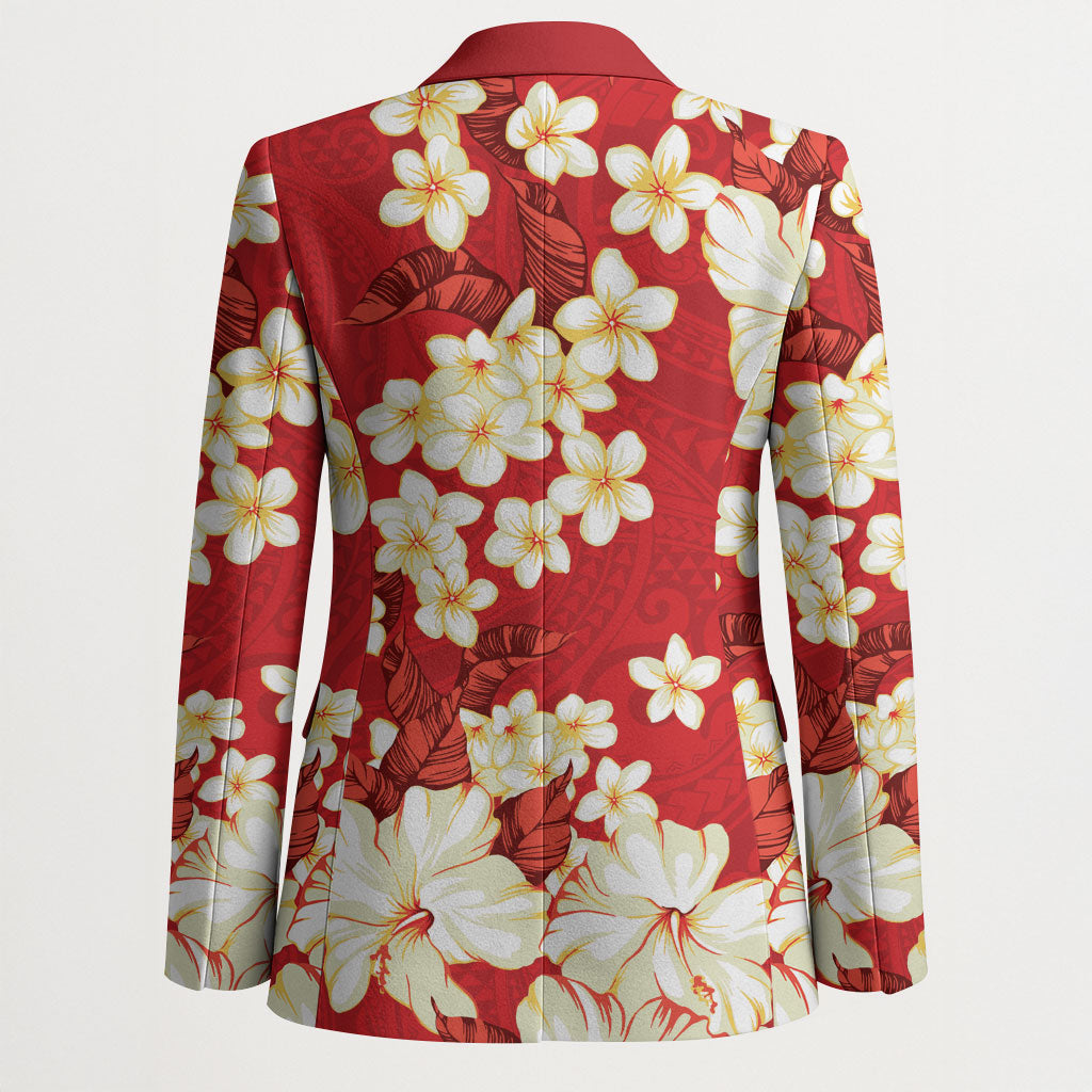 Hawaii Hibiscus Plumeria Red Blazer Polynesian Pattern LT01 - Polynesian Pride