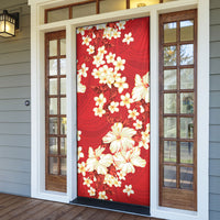 Hawaii Hibiscus Plumeria Red Door Cover Polynesian Pattern