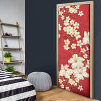 Hawaii Hibiscus Plumeria Red Door Cover Polynesian Pattern