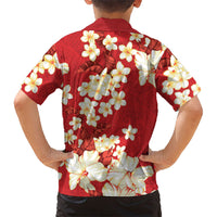 Hawaii Hibiscus Plumeria Red Family Matching Puletasi and Hawaiian Shirt Polynesian Pattern LT01 - Polynesian Pride