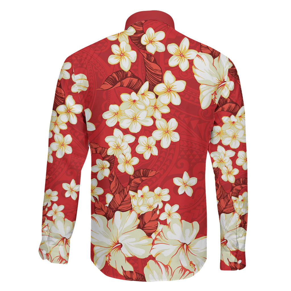 Hawaii Hibiscus Plumeria Red Family Matching Puletasi and Hawaiian Shirt Polynesian Pattern LT01 - Polynesian Pride