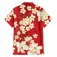 Hawaii Hibiscus Plumeria Red Family Matching Short Sleeve Bodycon Dress and Hawaiian Shirt Polynesian Pattern LT01 - Polynesian Pride