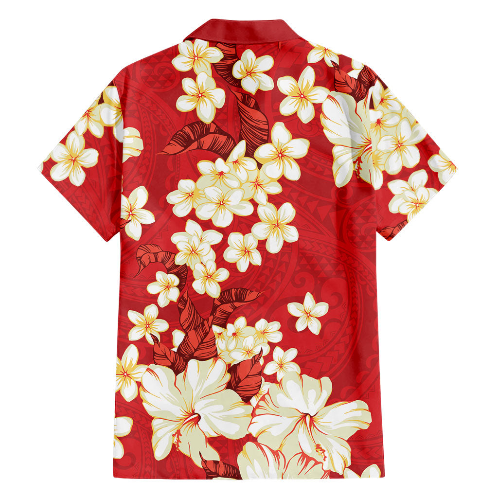 Hawaii Hibiscus Plumeria Red Family Matching Tank Maxi Dress and Hawaiian Shirt Polynesian Pattern LT01 - Polynesian Pride