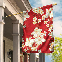 Hawaii Hibiscus Plumeria Red Garden Flag Polynesian Pattern