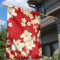 Hawaii Hibiscus Plumeria Red Garden Flag Polynesian Pattern