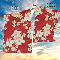 Hawaii Hibiscus Plumeria Red Garden Flag Polynesian Pattern
