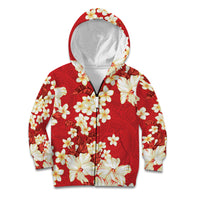 Hawaii Hibiscus Plumeria Red Kid Hoodie Polynesian Pattern