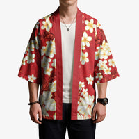 Hawaii Hibiscus Plumeria Red Kimono Polynesian Pattern