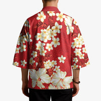 Hawaii Hibiscus Plumeria Red Kimono Polynesian Pattern