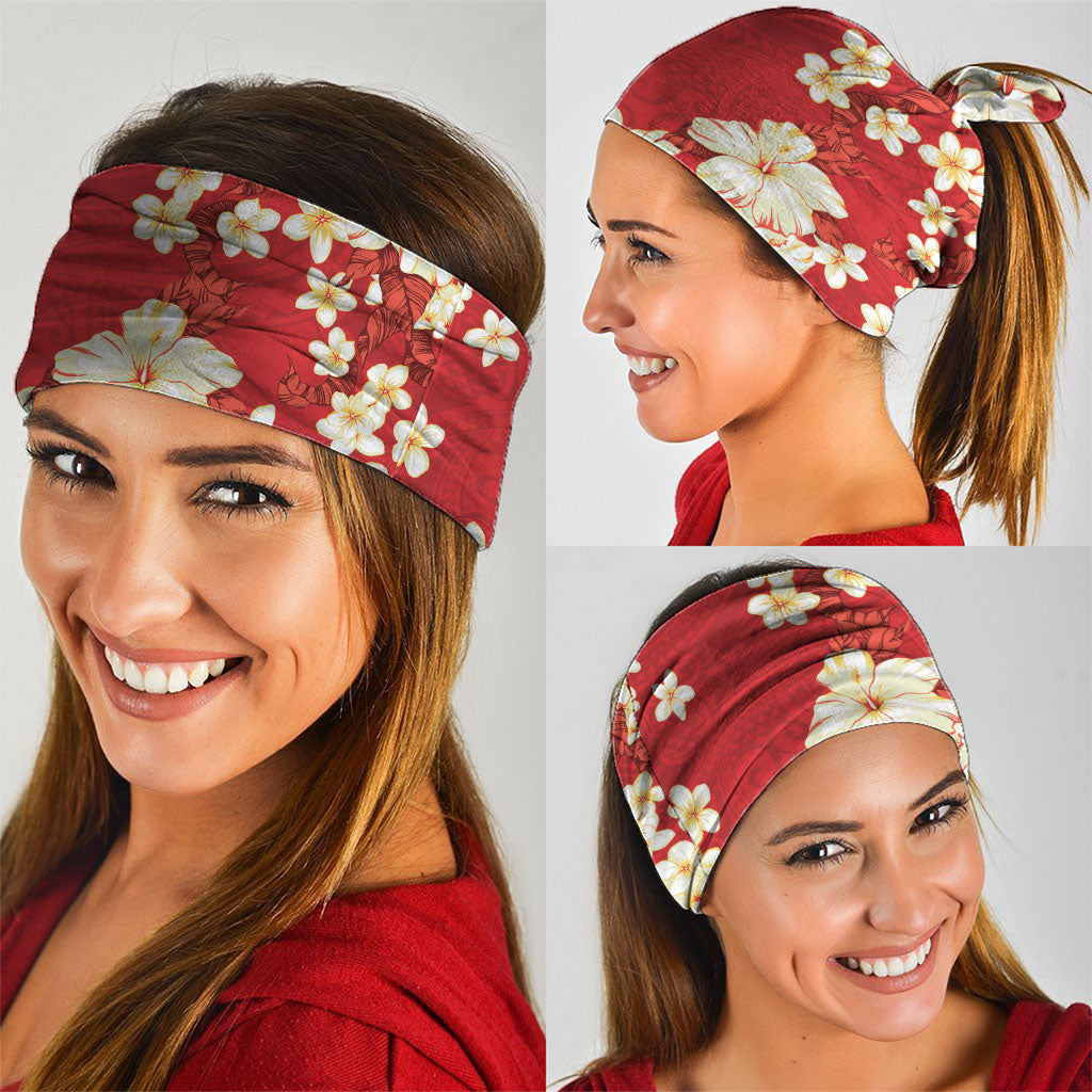 Hawaii Hibiscus Plumeria Red Neck Gaiter Polynesian Pattern