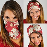 Hawaii Hibiscus Plumeria Red Neck Gaiter Polynesian Pattern