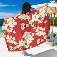 Hawaii Hibiscus Plumeria Red Sarong Polynesian Pattern