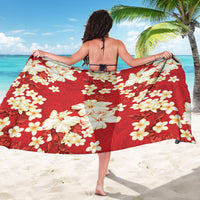 Hawaii Hibiscus Plumeria Red Sarong Polynesian Pattern