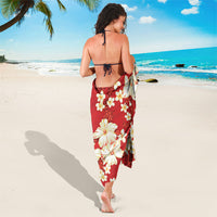 Hawaii Hibiscus Plumeria Red Sarong Polynesian Pattern