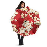 Hawaii Hibiscus Plumeria Red Umbrella Polynesian Pattern