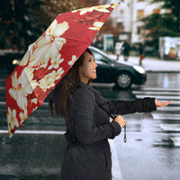 Hawaii Hibiscus Plumeria Red Umbrella Polynesian Pattern
