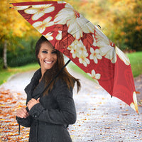 Hawaii Hibiscus Plumeria Red Umbrella Polynesian Pattern