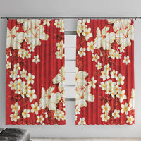 Hawaii Hibiscus Plumeria Red Window Curtain Polynesian Pattern