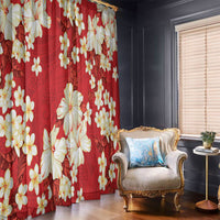 Hawaii Hibiscus Plumeria Red Window Curtain Polynesian Pattern