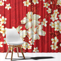 Hawaii Hibiscus Plumeria Red Window Curtain Polynesian Pattern
