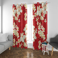 Hawaii Hibiscus Plumeria Red Window Curtain Polynesian Pattern