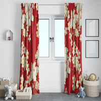 Hawaii Hibiscus Plumeria Red Window Curtain Polynesian Pattern
