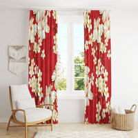 Hawaii Hibiscus Plumeria Red Window Curtain Polynesian Pattern