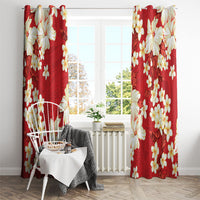 Hawaii Hibiscus Plumeria Red Window Curtain Polynesian Pattern