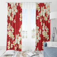 Hawaii Hibiscus Plumeria Red Window Curtain Polynesian Pattern