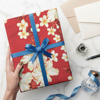 Hawaii Hibiscus Plumeria Red Wrapping Paper Polynesian Pattern