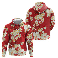 Hawaii Hibiscus Plumeria Red Zip Hoodie Polynesian Pattern
