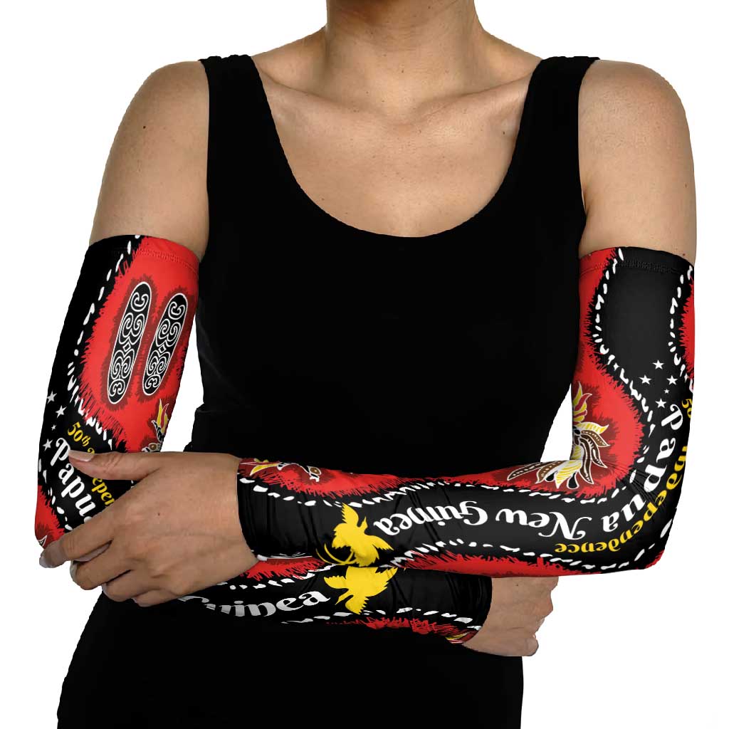 Papua New Guinea 50th Independence Arm Sleeves PNG Batik Pattern - Polynesian Pride