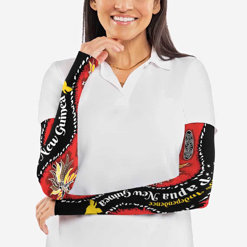 Papua New Guinea 50th Independence Arm Sleeves PNG Batik Pattern - Polynesian Pride