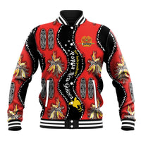 Papua New Guinea 50th Independence Baseball Jacket PNG Batik Pattern LT01 Unisex Red - Polynesian Pride