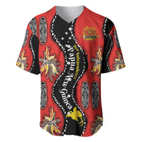Papua New Guinea 50th Independence Baseball Jersey PNG Batik Pattern LT01 Red - Polynesian Pride