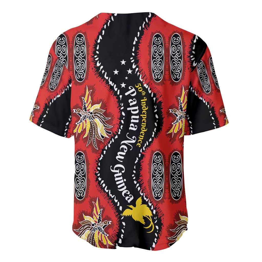 Papua New Guinea 50th Independence Baseball Jersey PNG Batik Pattern LT01 - Polynesian Pride