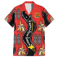 Papua New Guinea 50th Independence Family Matching Puletasi and Hawaiian Shirt PNG Batik Pattern LT01 Dad's Shirt - Short Sleeve Red - Polynesian Pride