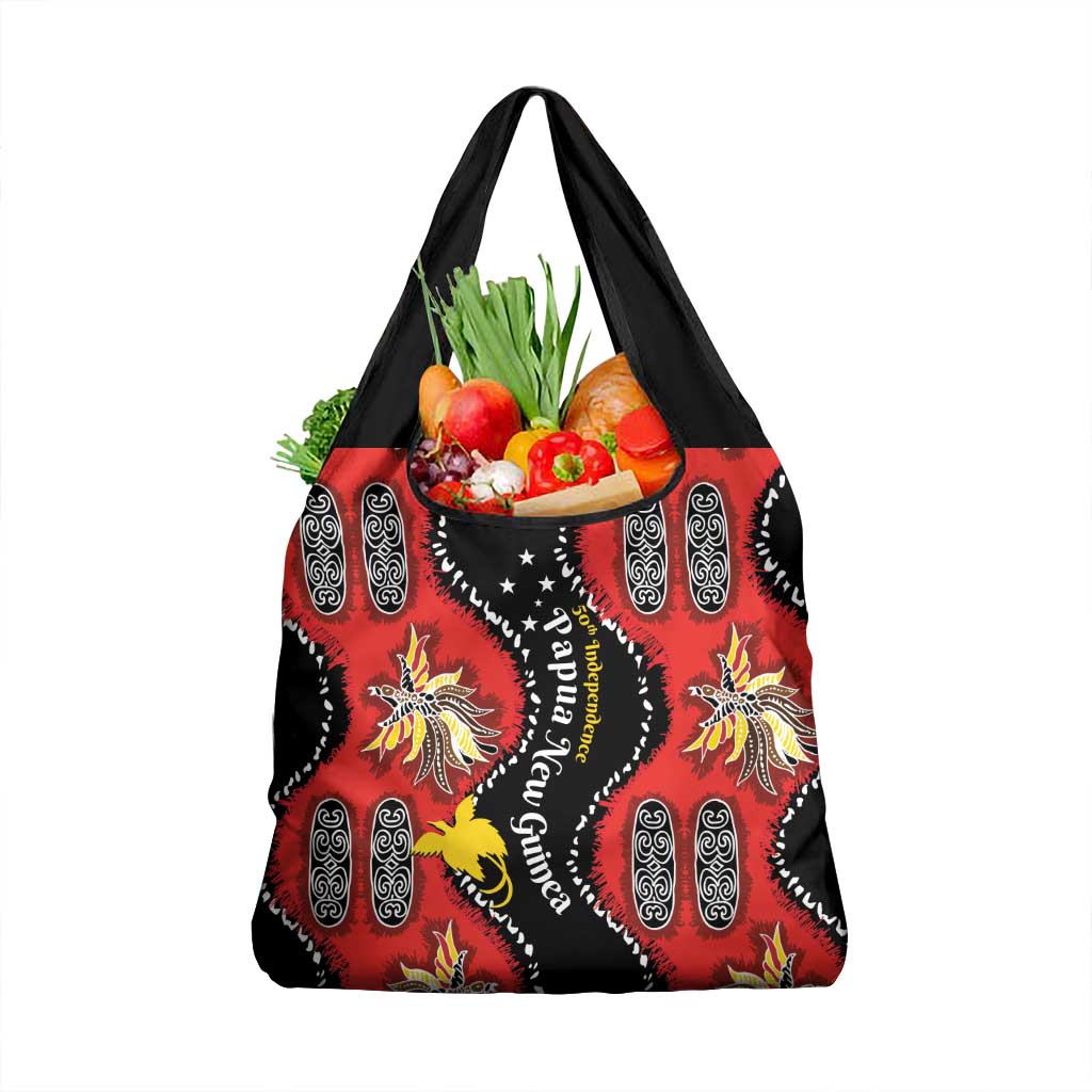 Papua New Guinea 50th Independence Grocery Bag PNG Batik Pattern - Polynesian Pride
